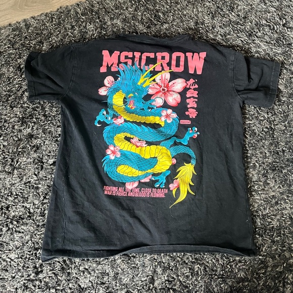 Black Graphic JapaneseDragon T-Shirt - Picture 2 of 3